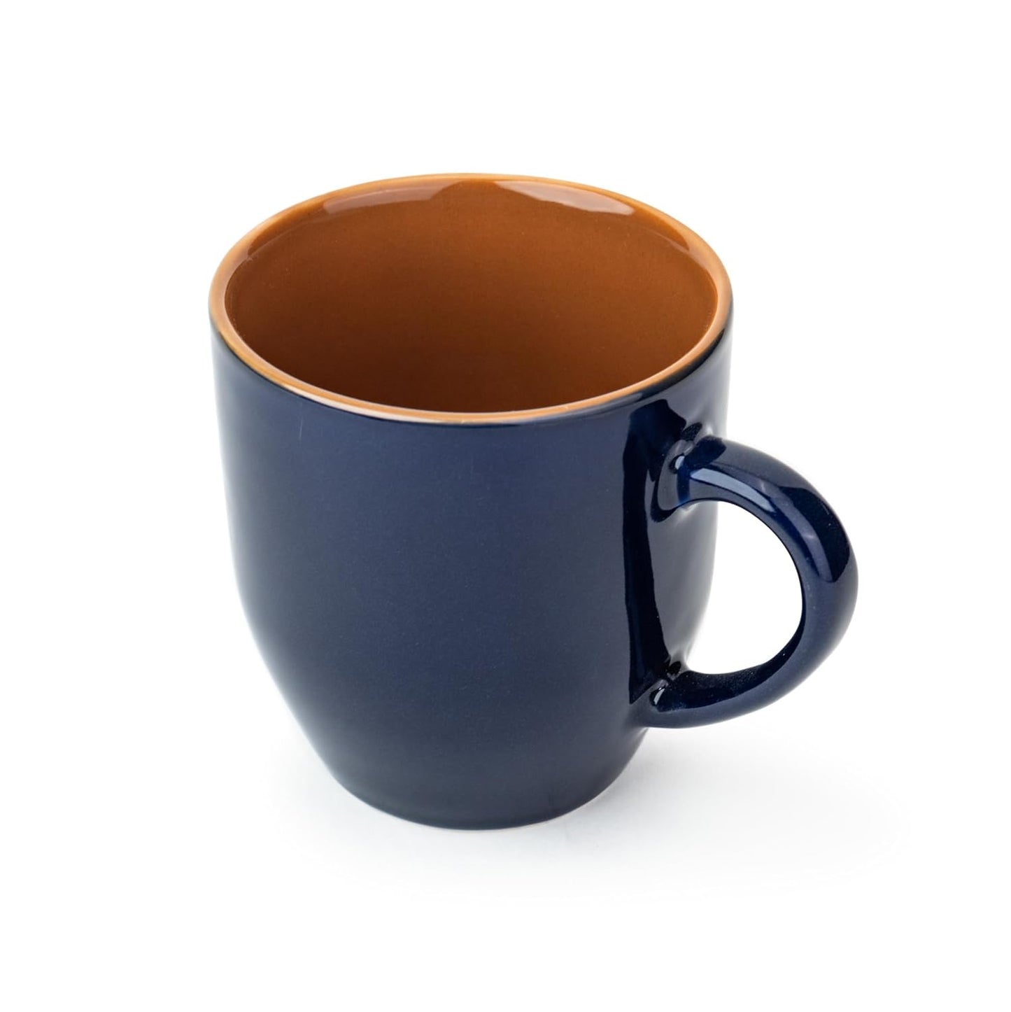 Deep Blue Ceramic Coffee Mug Set, 400ml | Set of 6