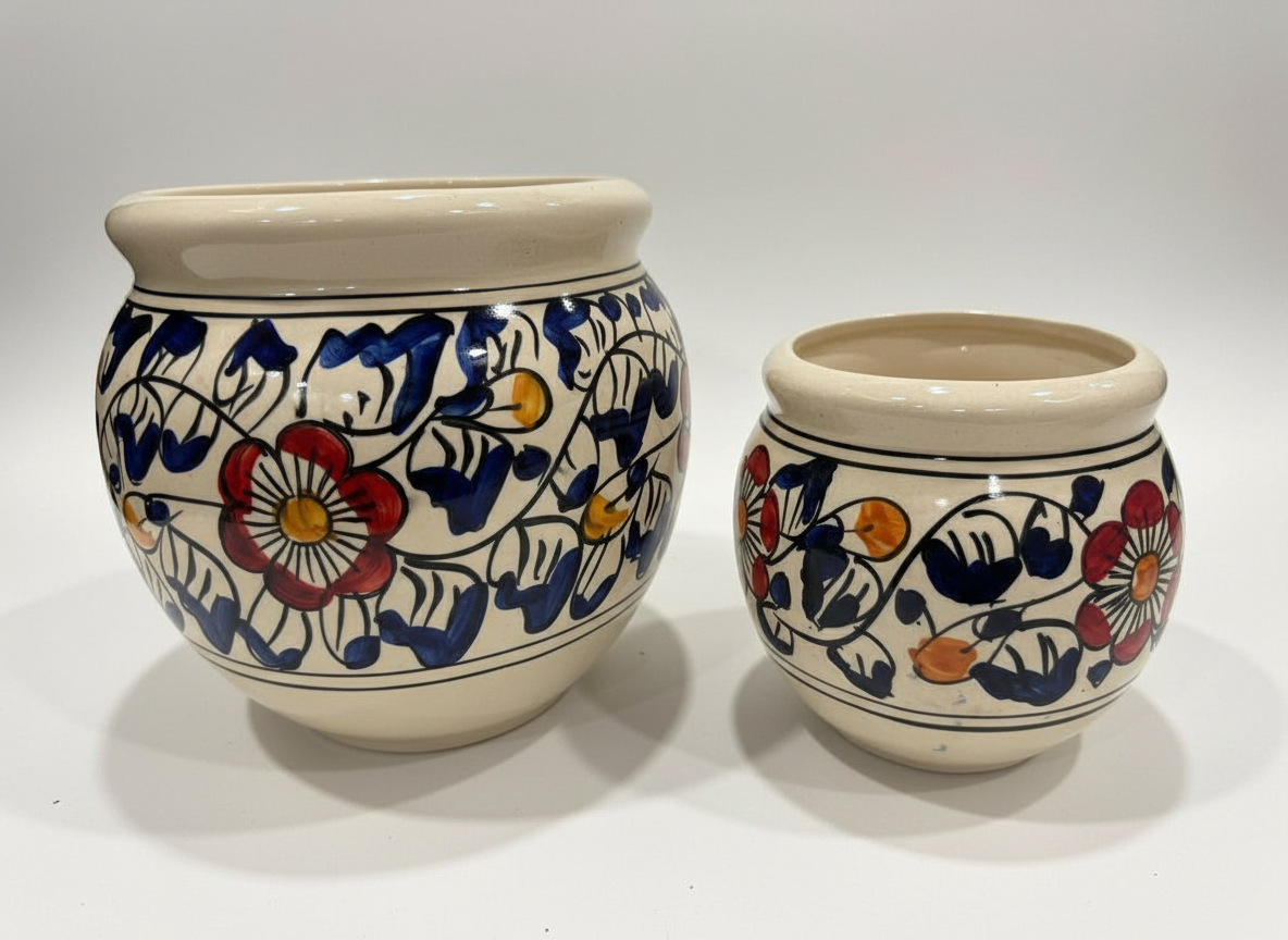 Decorative flower motif planter pots, 22cm tall, 19cm wide, suitable for any plant