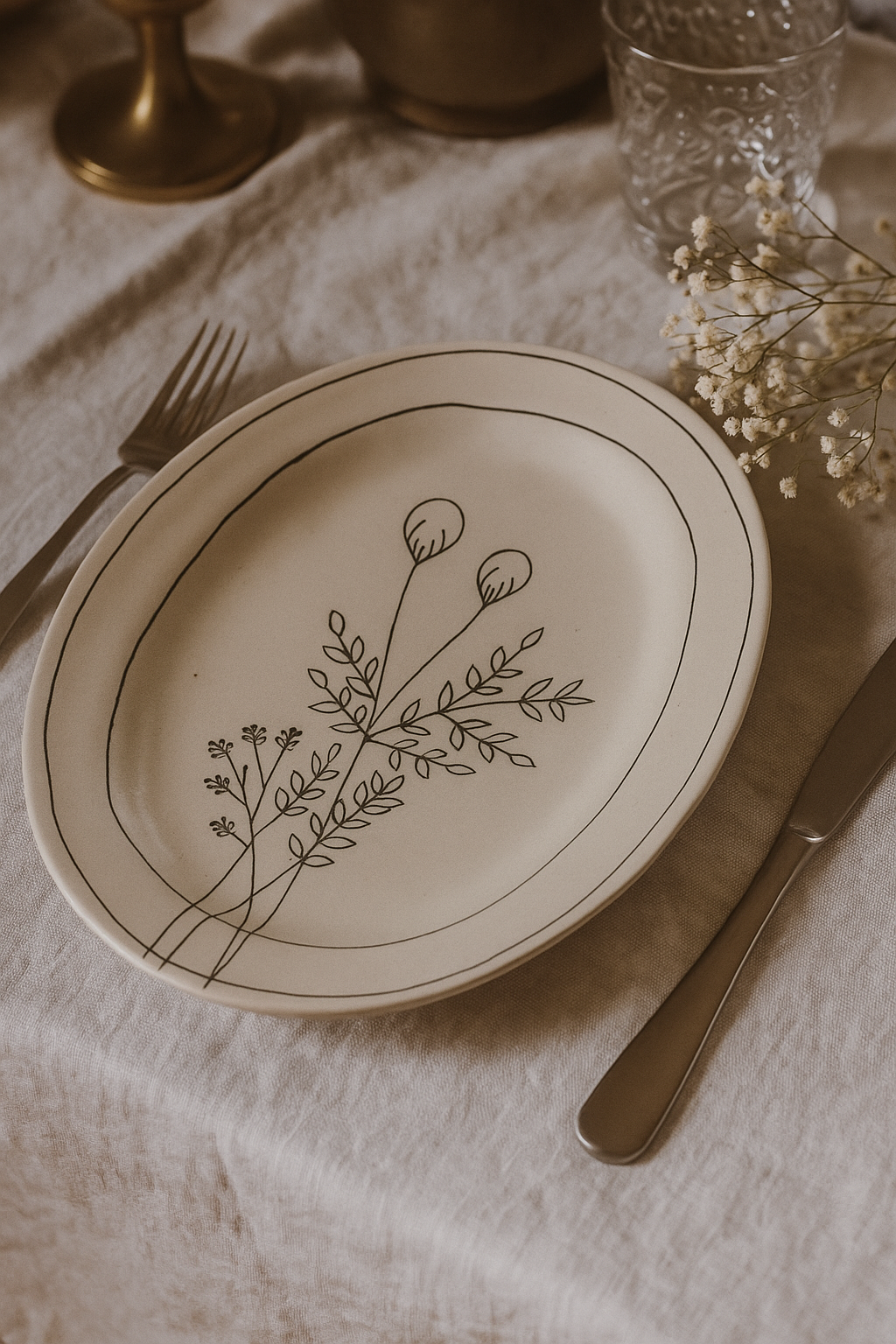 Oval Meal Platter – Line Flower