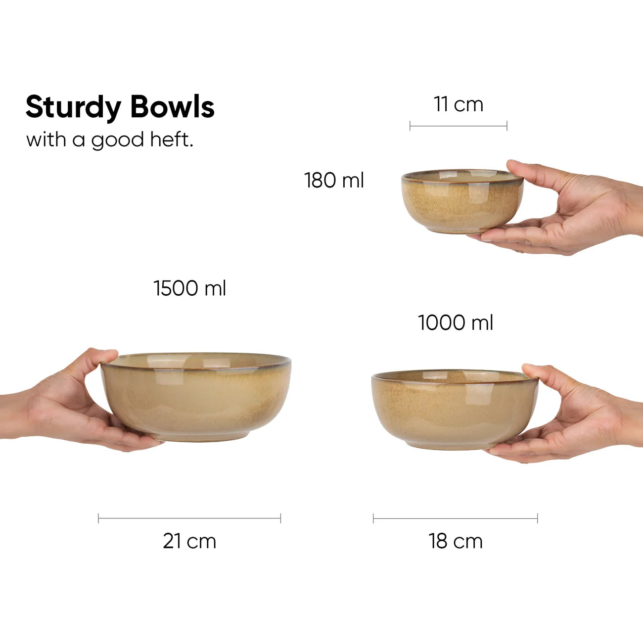 Ceramic Dinner Plates Set, 18 Pieces | Alabaster - Cream