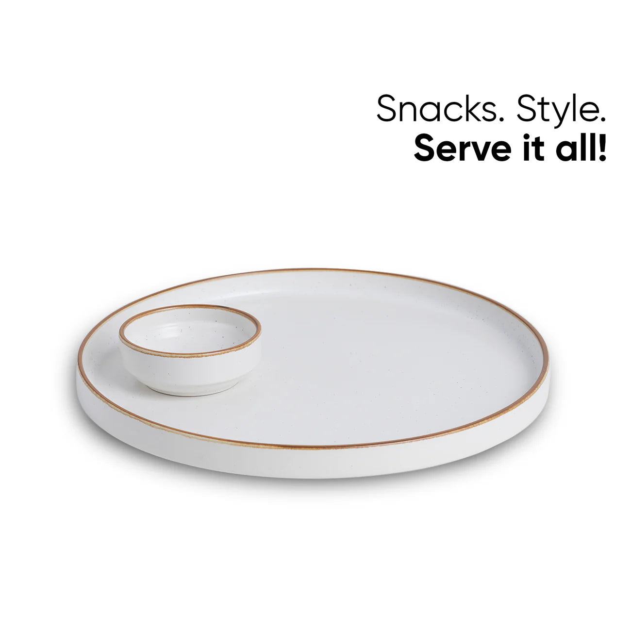 Large Round Ceramic Serving Platter, White – 1 Platter, 1 Dip | Alba