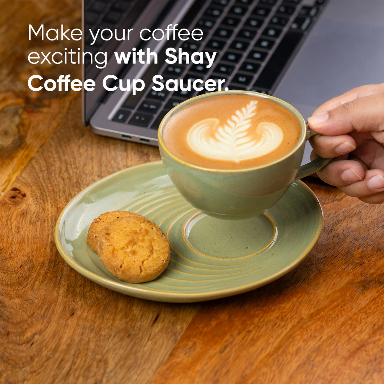 Self Reactive Coffee Cup Saucer Set, 250ml | Emerald