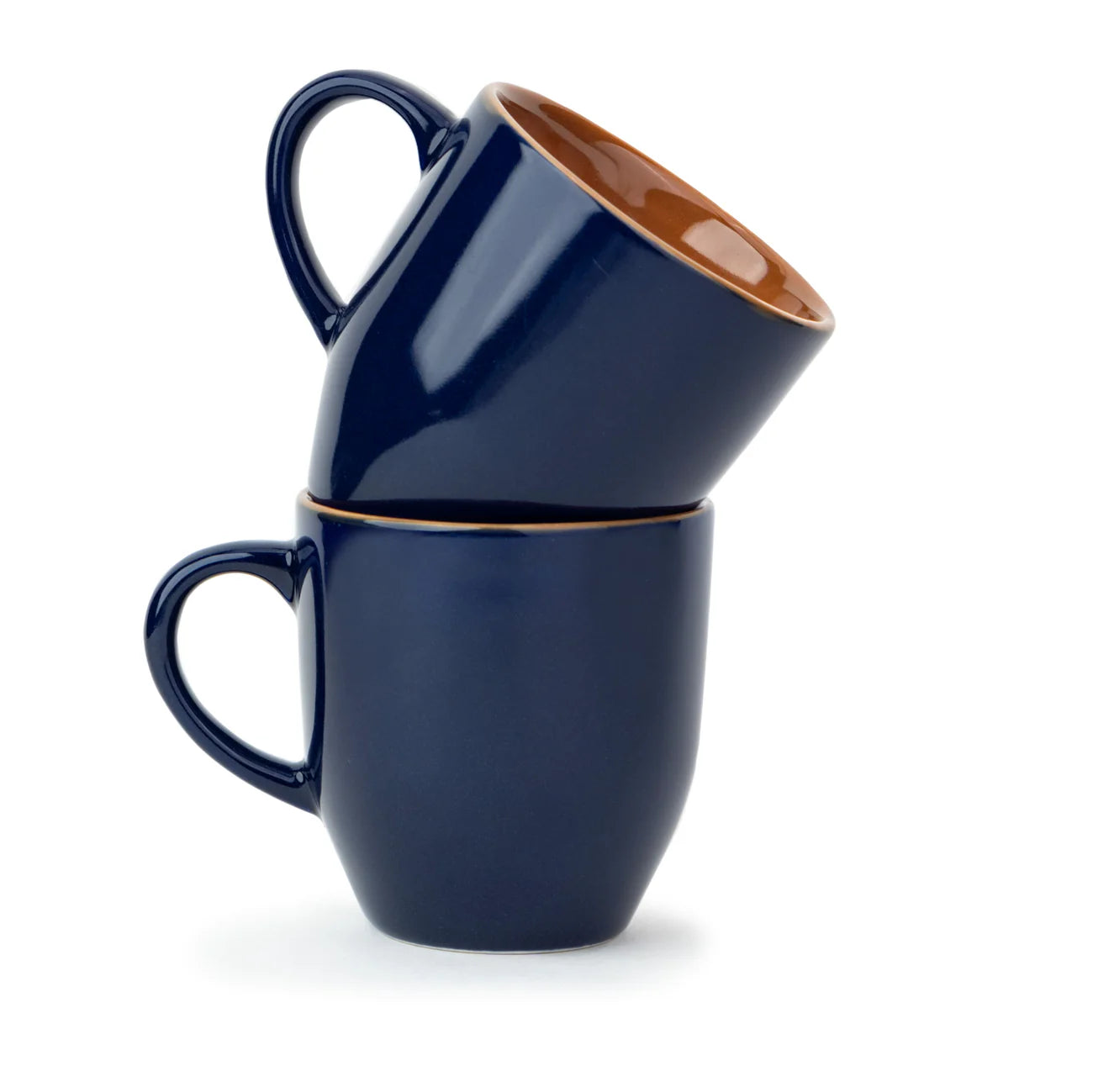 Deep Blue Ceramic Coffee Mug Set, 400ml | Set of 6