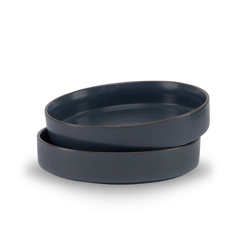 Stackable Ceramic Pasta Bowl Set of 2 – Obsidian – Grey