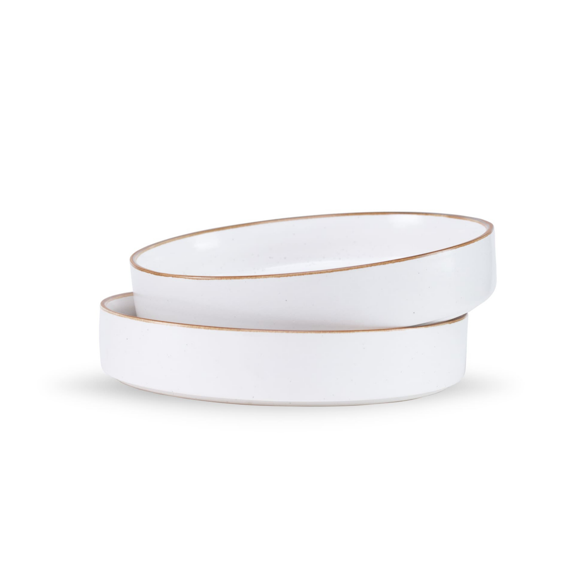Stackable Ceramic Pasta Bowl Set of 2 – White Japandi Collection