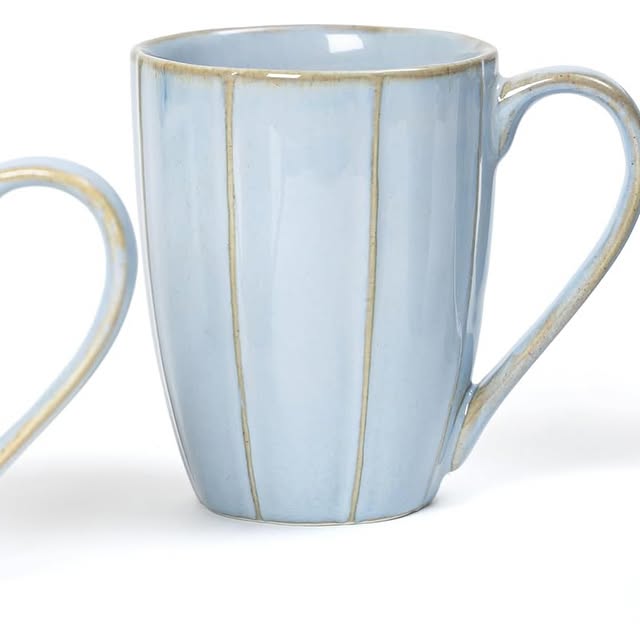 Pearl Blue Ceramic Coffee Mug Set, 400ml | Set of 6