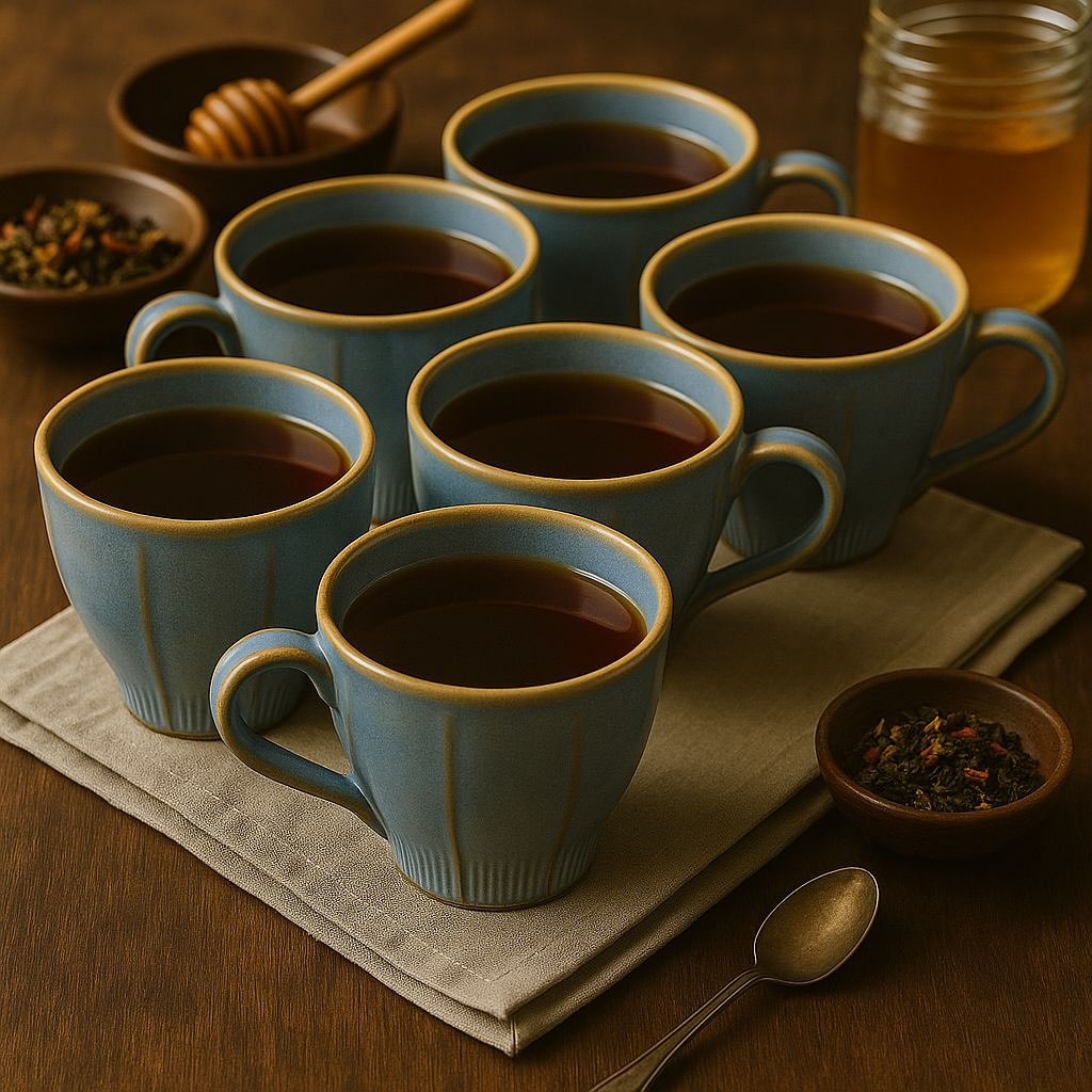 Blue Sky Ceramic Tea Cup Set, 200ml | Set of 6