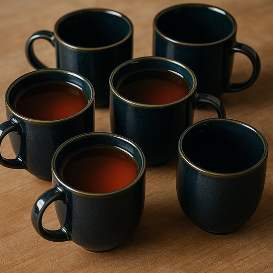 Midnight Ceramic Tea Cup Set, 200ml | Set of 6