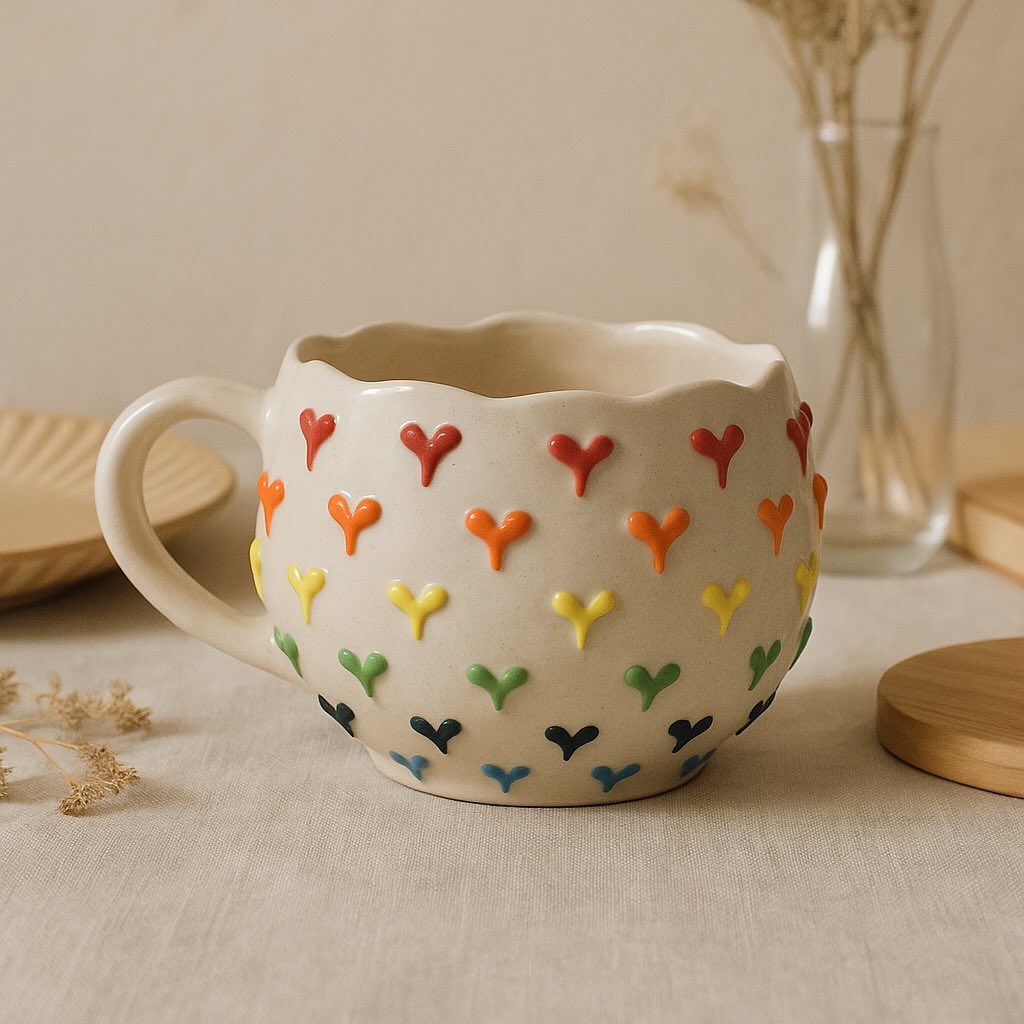 Ceramic Coffee Mug, Hearts of Pride, 400ml