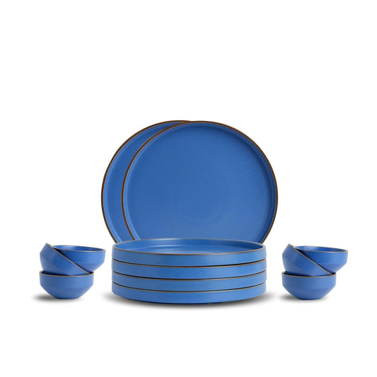 Ceramic Dinner Plates Set, 21 Pieces | Aztec- Sky Blue