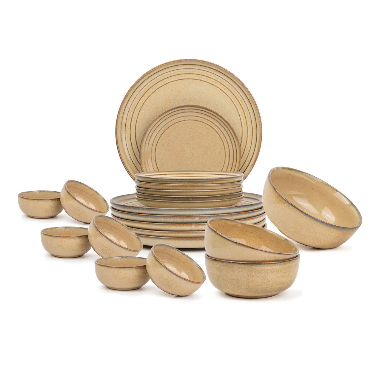 Ceramic Dinner Plates Set, 18 Pieces | Alabaster - Cream