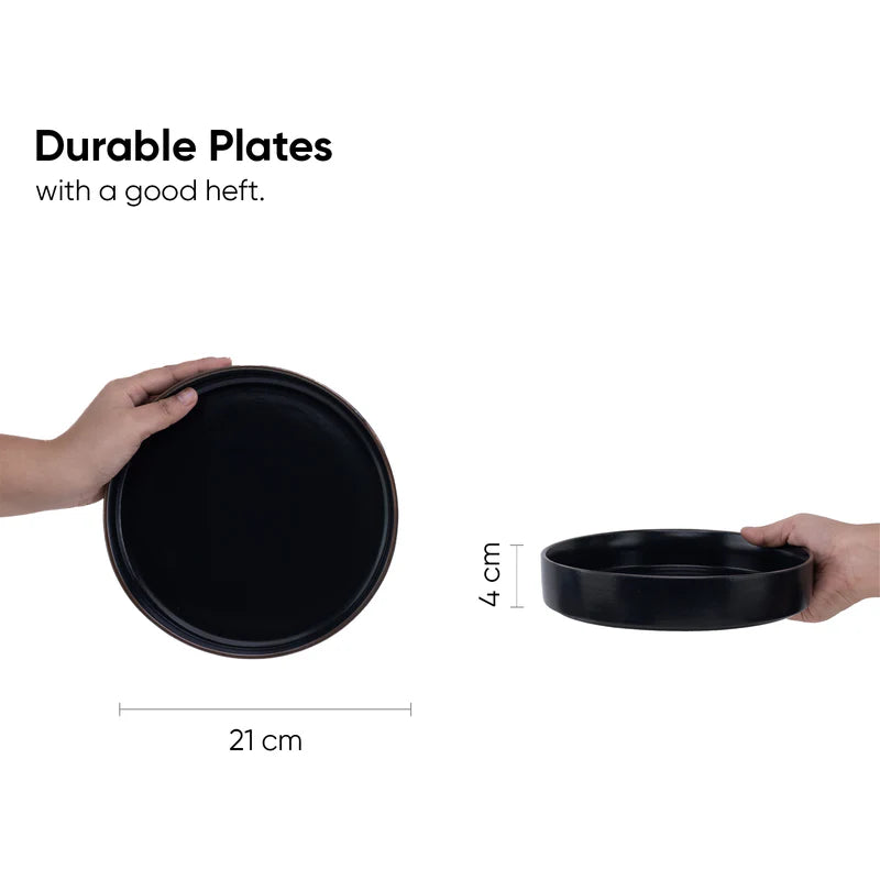 Stackable Ceramic Pasta Bowl Set of 2 – Lacquer – Black