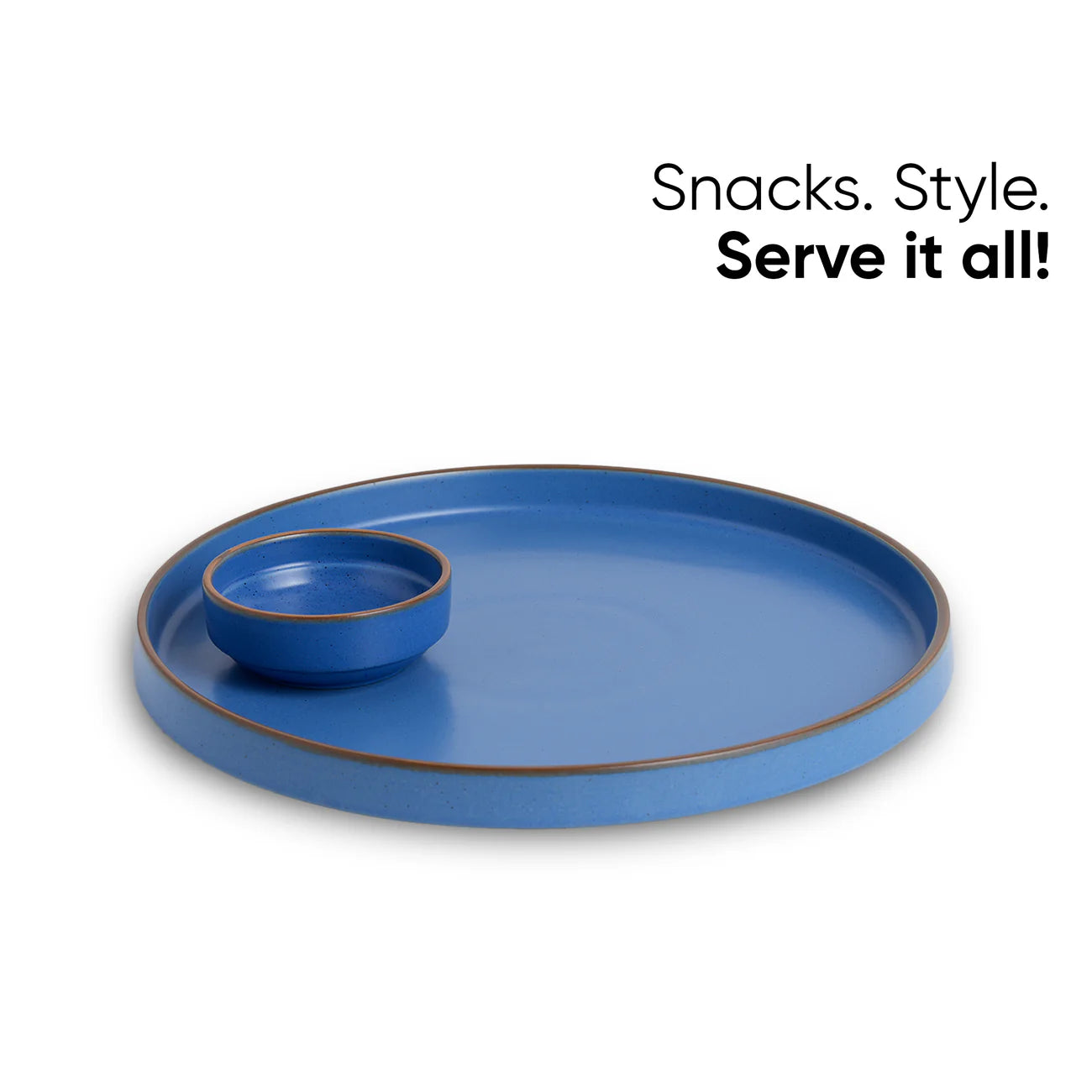 Large Round Ceramic Serving Platter, Blue – 1 Platter, 1 Dip | Aztec