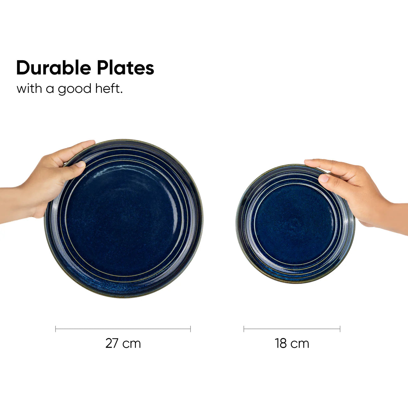 Ceramic Dinner Plates Set, 21 Pieces | Midnight - Dark Blue |  Glossy Finish