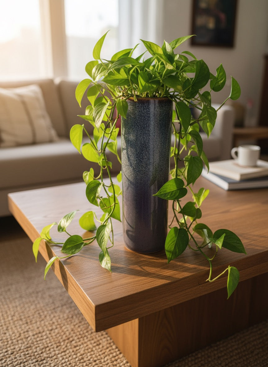 Modern reactive glazed ceramic plant pot for indoor and outdoor use