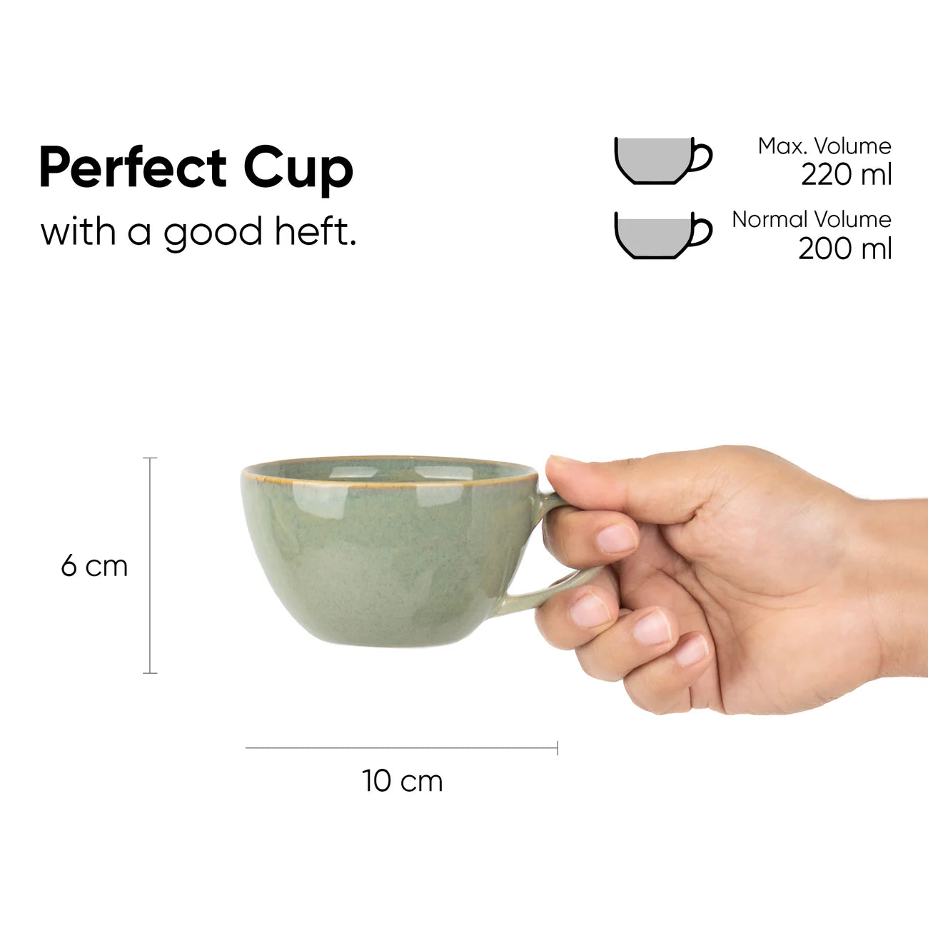 Self Reactive Coffee Cup Saucer Set, 250ml | Emerald
