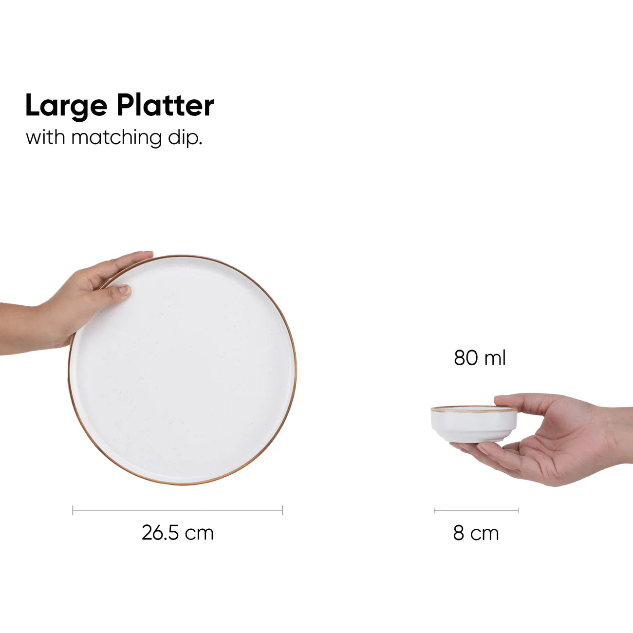 Large Round Ceramic Serving Platter, White – 1 Platter, 1 Dip | Alba
