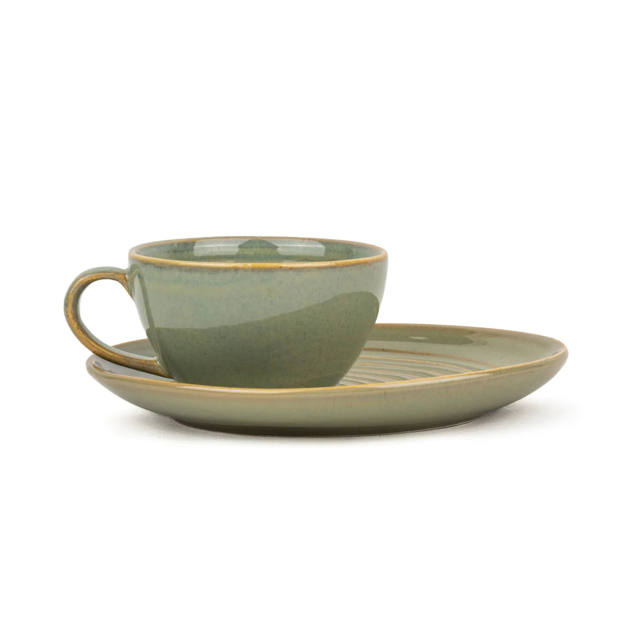 Self Reactive Coffee Cup Saucer Set, 250ml | Emerald